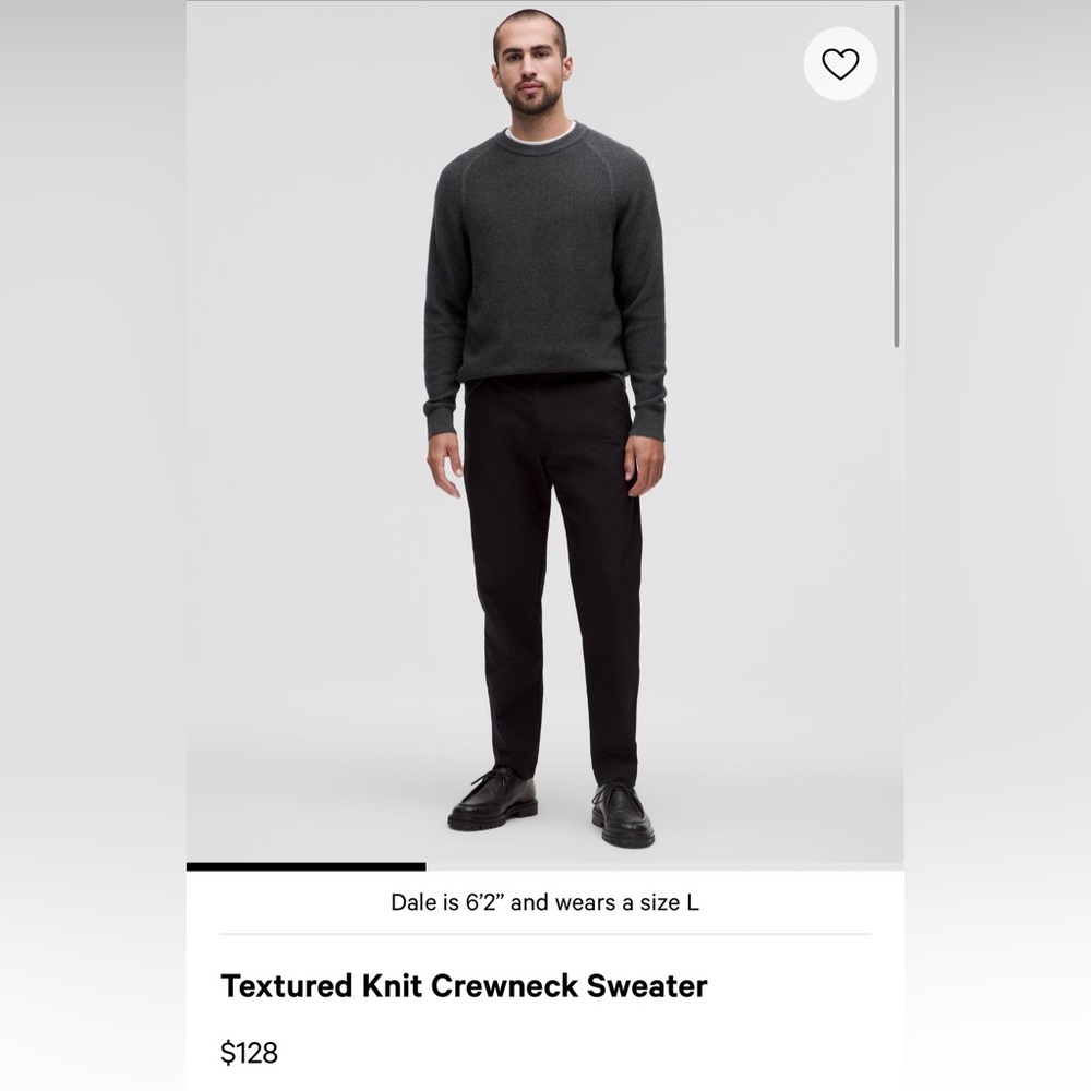 LULULEMON Men's XXL Textured Knit Crewneck Heathered Black